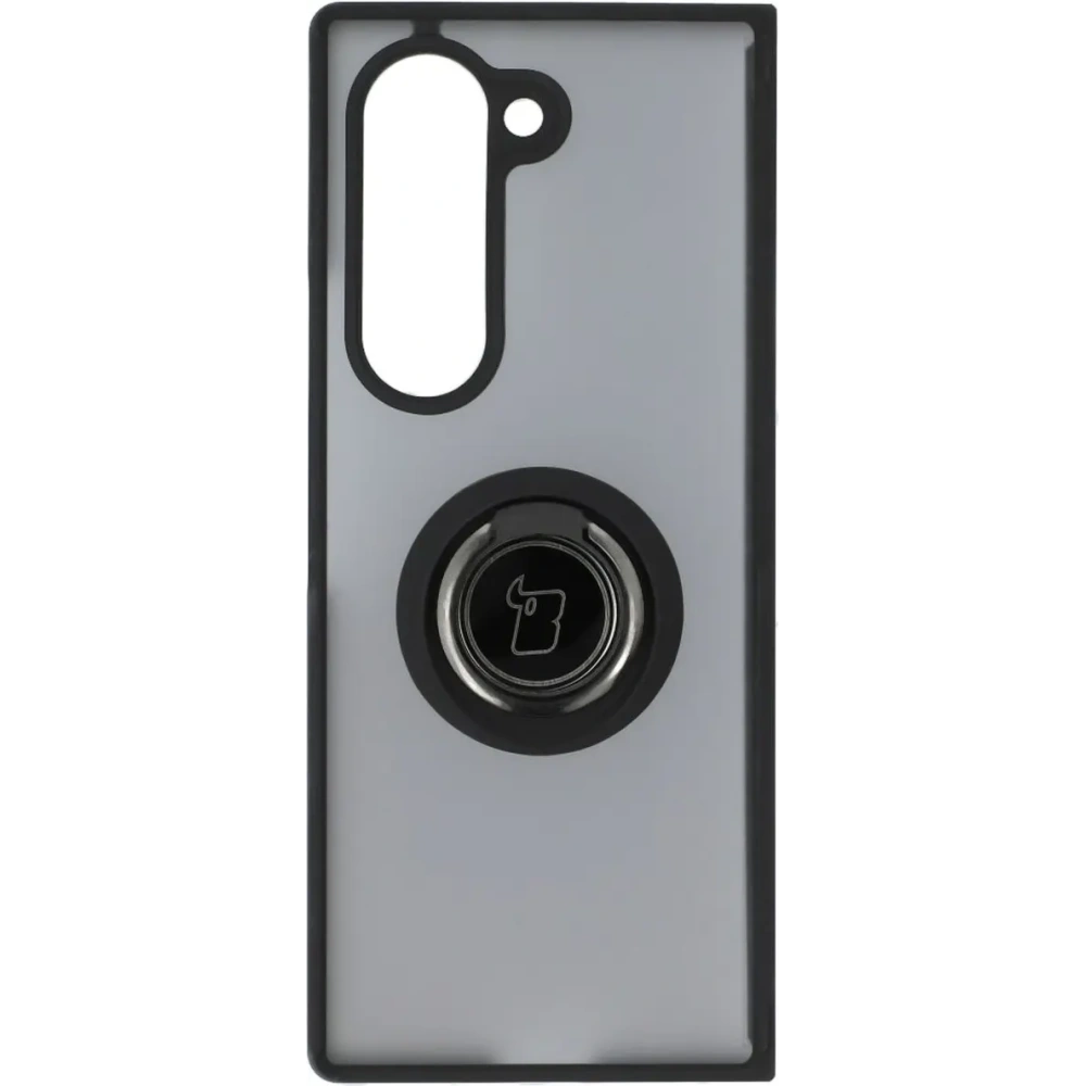 Etui z uchwytem na palec Bizon Case Hybrid Ring do Samsung Galaxy Z Fold6 przydymione z czarną ramką