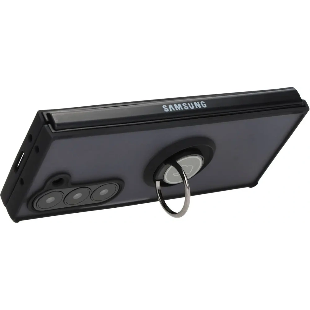 Etui z uchwytem na palec Bizon Case Hybrid Ring do Samsung Galaxy Z Fold6 przydymione z czarną ramką