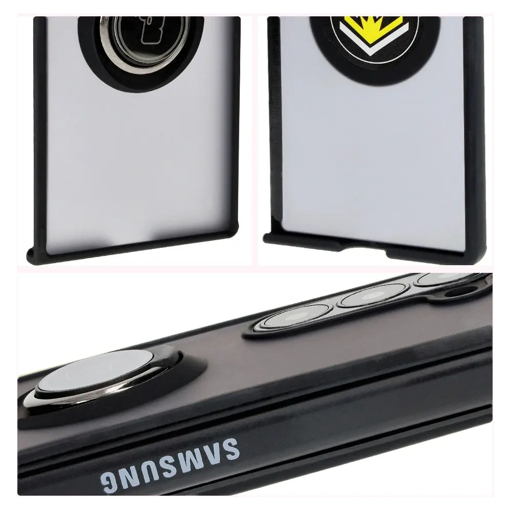 Etui z uchwytem na palec Bizon Case Hybrid Ring do Samsung Galaxy Z Fold6 przydymione z czarną ramką