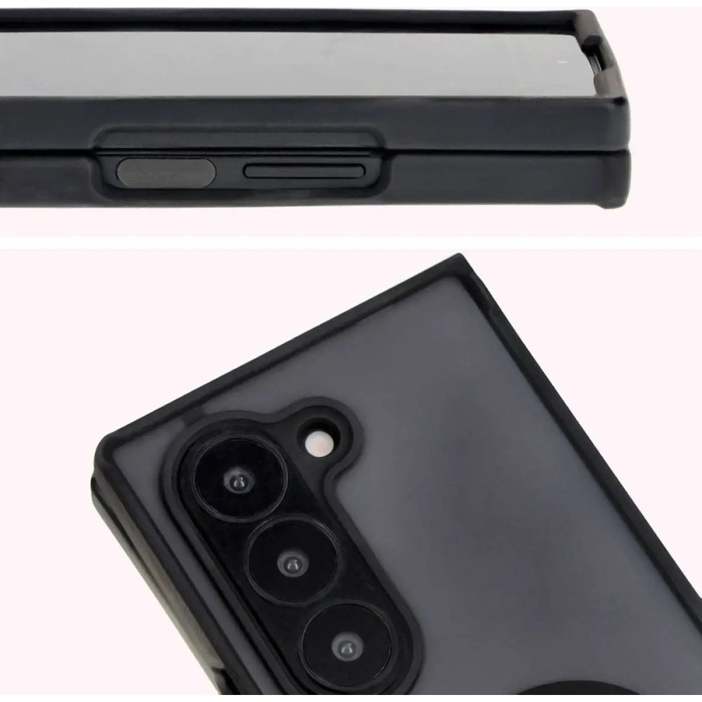 Etui z uchwytem na palec Bizon Case Hybrid Ring do Samsung Galaxy Z Fold6 przydymione z czarną ramką