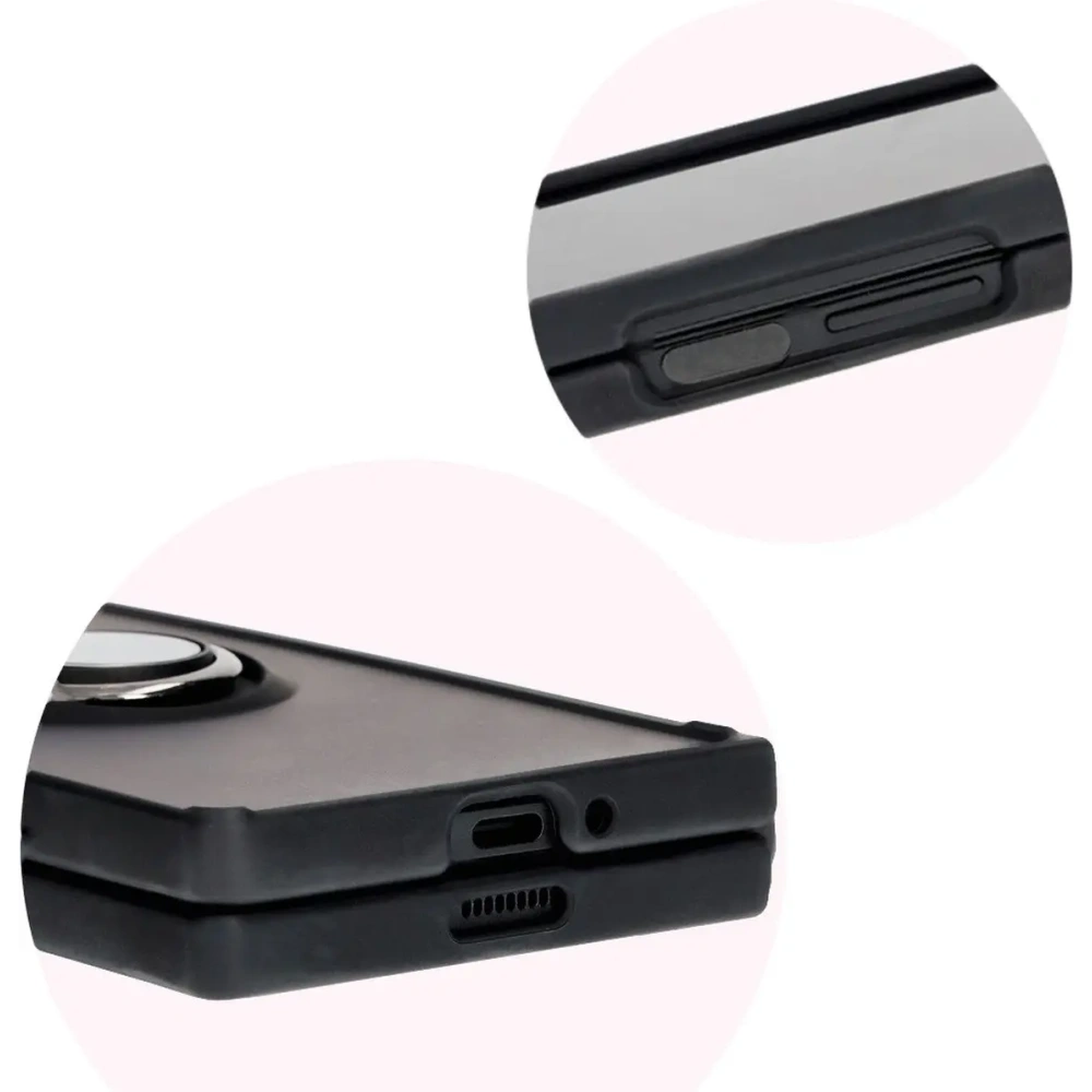 Etui z uchwytem na palec Bizon Case Hybrid Ring do Samsung Galaxy Z Fold6 przydymione z czarną ramką