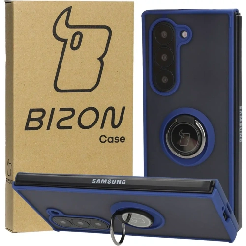 Kup Etui z uchwytem na palec Bizon Case Hybrid Ring do Samsung Galaxy Z Fold6 przydymione z granatową ramką - BIZ5906 - {ean13} - Sklep Home Screen