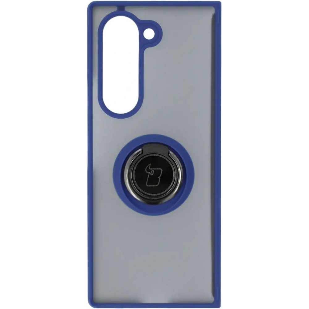 Etui z uchwytem na palec Bizon Case Hybrid Ring do Samsung Galaxy Z Fold6 przydymione z granatową ramką