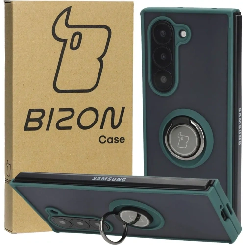 Kup Etui s úchopem na prst Bizon Case Hybrid Ring pro Samsung Galaxy Z Fold6 kouřové s tmavě zeleným rámečkem - BIZ5907 - {ean13} - Sklep Home Screen