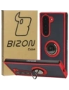 Etui s úchopem na prst Bizon Case Hybrid Ring pro Samsung Galaxy Z Fold6 kouřové s červeným rámečkem