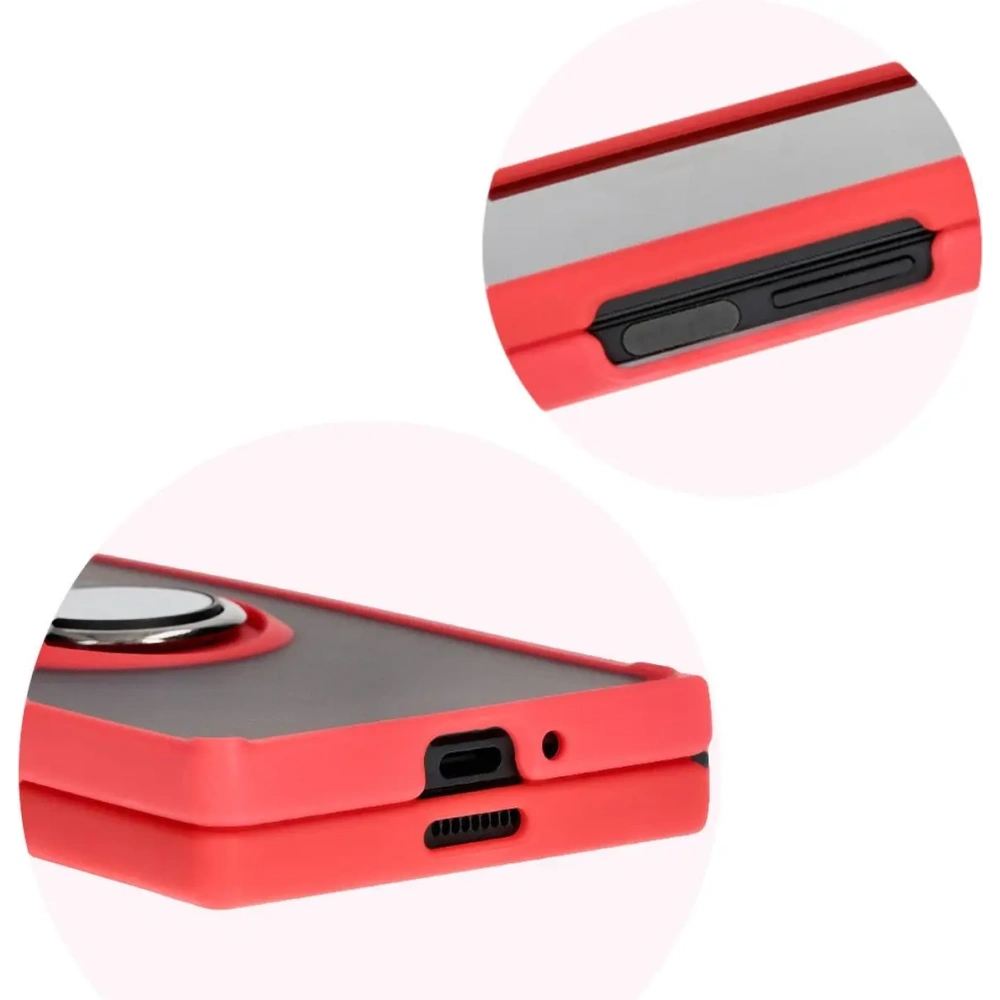 Etui z uchwytem na palec Bizon Case Hybrid Ring do Samsung Galaxy Z Fold6 przydymione z czerwoną ramką