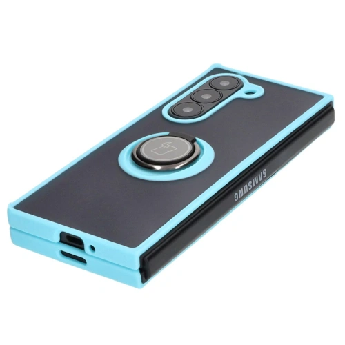 Kup Etui s úchopem na prst Bizon Case Hybrid Ring do Samsung Galaxy Z Fold6 kouřově šedé s jasně modrým rámem - BIZ5909 - {ean13} - Sklep Home Screen