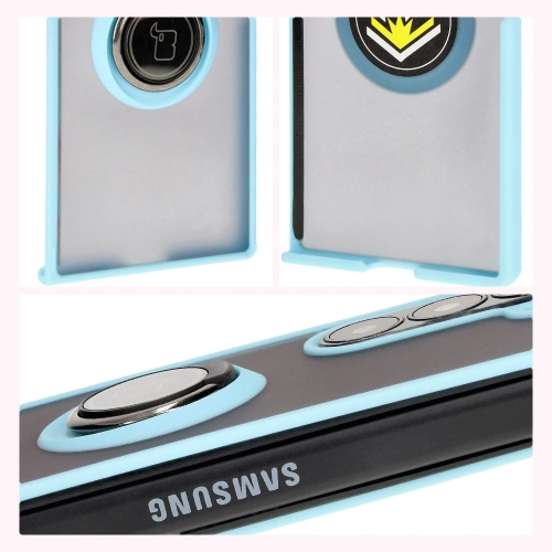 Kup Etui s úchopem na prst Bizon Case Hybrid Ring do Samsung Galaxy Z Fold6 kouřově šedé s jasně modrým rámem - BIZ5909 - {ean13} - Sklep Home Screen