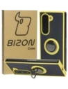 Etui s úchopem na prst Bizon Case Hybrid Ring do Samsung Galaxy Z Fold6 kouřové s žlutým rámem