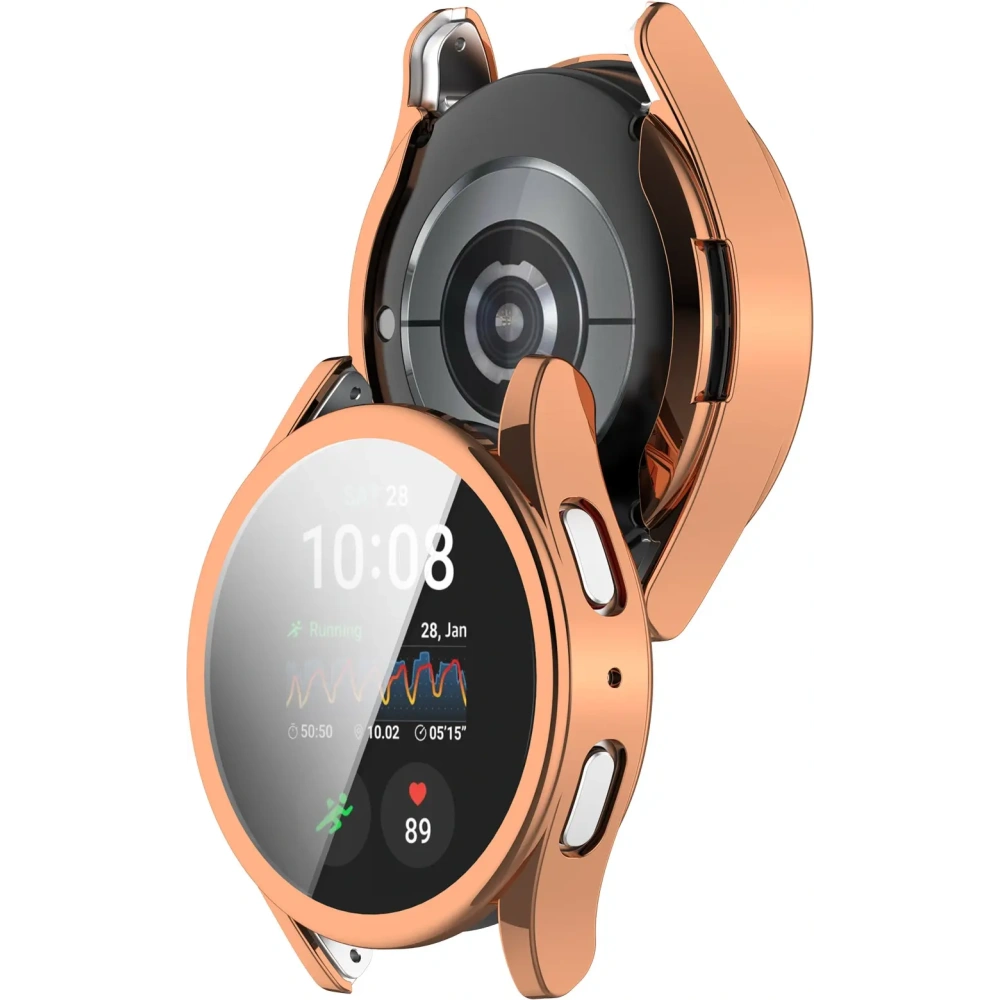 Etui z osłoną ekranu Bizon Case Watch Felipe do Samsung Galaxy Watch 7 40 mm różowozłote