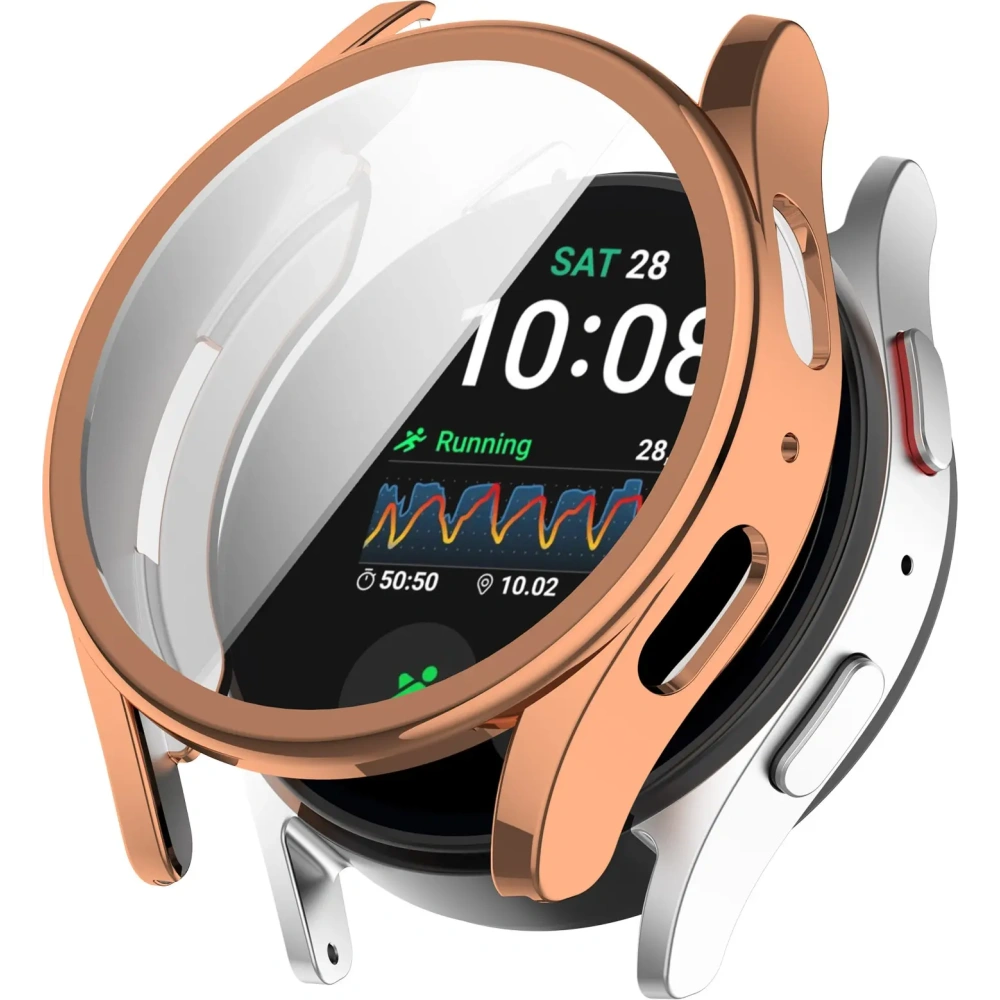 Etui z osłoną ekranu Bizon Case Watch Felipe do Samsung Galaxy Watch 7 40 mm różowozłote