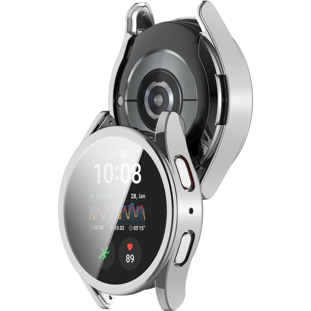 Etui z osłoną ekranu Bizon Case Watch Felipe do Samsung Galaxy Watch 7 40 mm srebrne