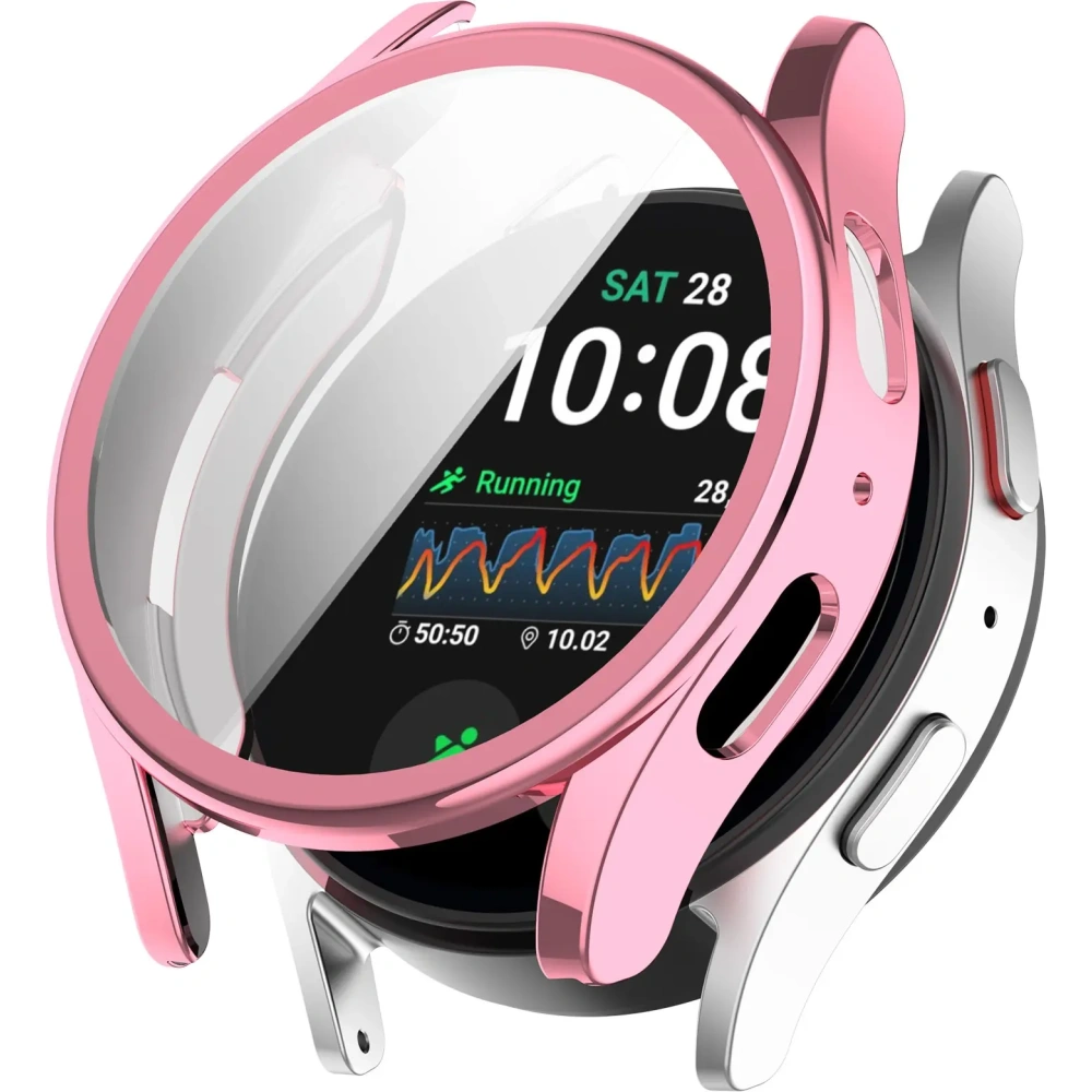 Etui z osłoną ekranu Bizon Case Watch Felipe do Samsung Galaxy Watch 7 44 mm różowe