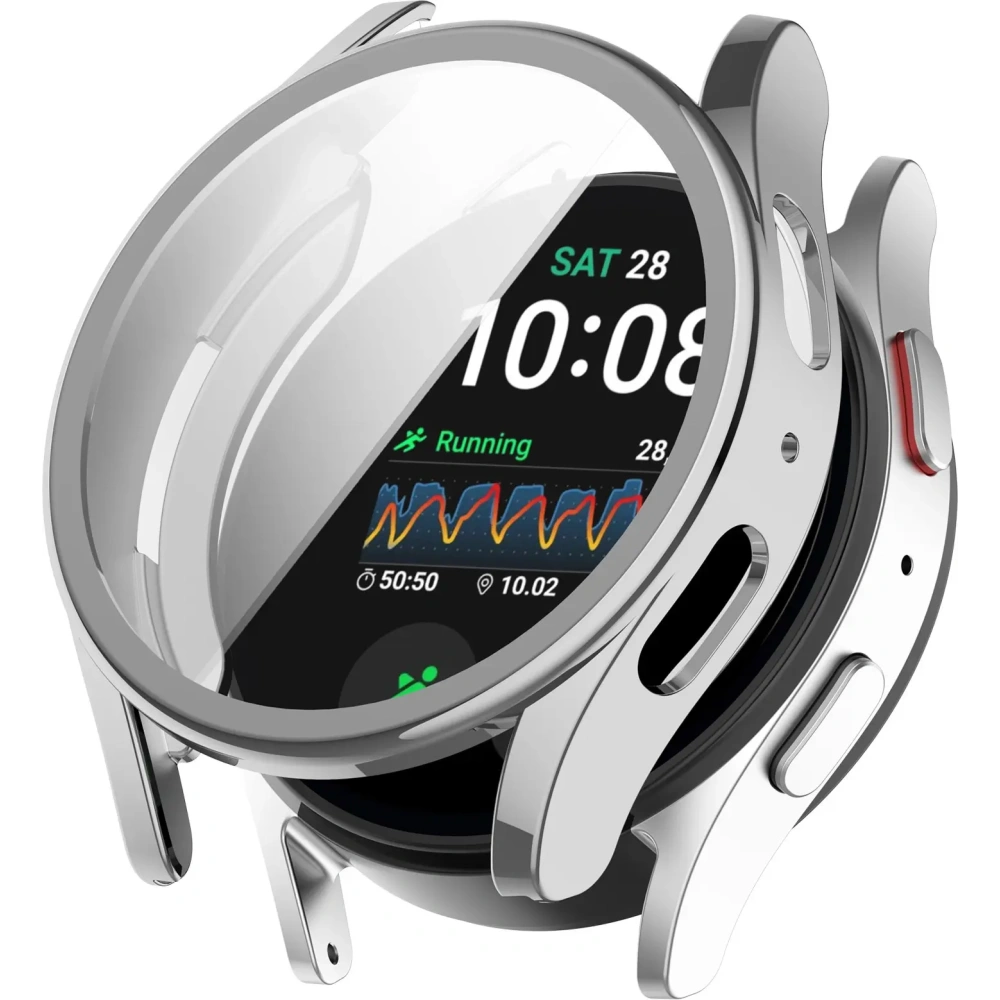 Etui z osłoną ekranu Bizon Case Watch Felipe do Samsung Galaxy Watch 7 44 mm srebrne