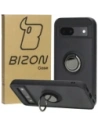 Etui s úchopem na prst Bizon Case Hybrid Ring pro Google Pixel 8a kouřové s černým rámem