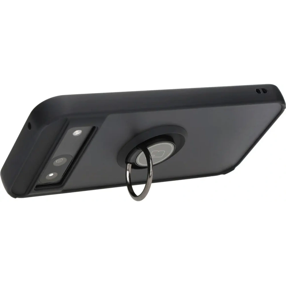 Etui z uchwytem na palec Bizon Case Hybrid Ring do Google Pixel 8a przydymione z czarną ramką
