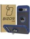 Etui s úchopem na prst Bizon Case Hybrid Ring pro Google Pixel 8a kouřové s modrým rámečkem