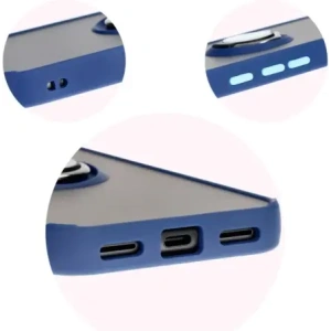 Bizon Case Hybrid Ring Google Pixel 8a rauchig mit einem navyblauen Rahmen