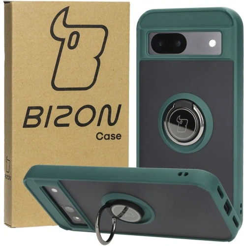 Kup Etui s úchopem na prst Bizon Case Hybrid Ring pro Google Pixel 8a kouřové s tmavě zeleným rámečkem - BIZ5742 - {ean13} - Sklep Home Screen