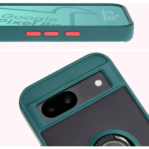 Kup Etui s úchopem na prst Bizon Case Hybrid Ring pro Google Pixel 8a kouřové s tmavě zeleným rámečkem - BIZ5742 - {ean13} - Sklep Home Screen