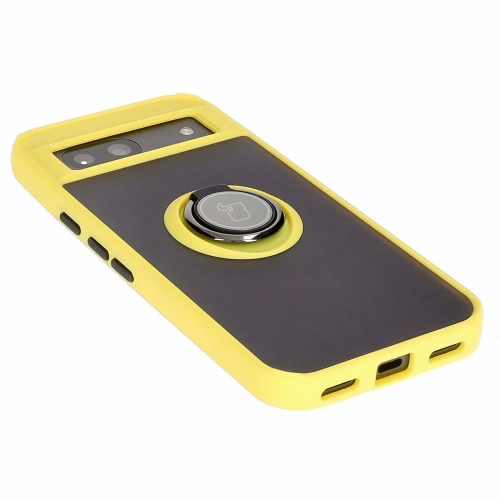 Buy Bizon Case Hybrid Ring Google Pixel 8a smoky with a yellow frame - BIZ5745 - {ean13} - Home Screen Store Europe