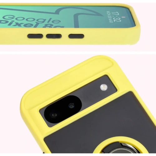 Buy Bizon Case Hybrid Ring Google Pixel 8a smoky with a yellow frame - BIZ5745 - {ean13} - Home Screen Store Europe