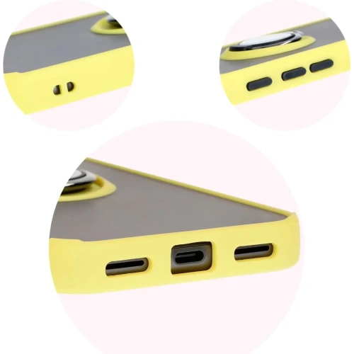Buy Bizon Case Hybrid Ring Google Pixel 8a smoky with a yellow frame - BIZ5745 - {ean13} - Home Screen Store Europe