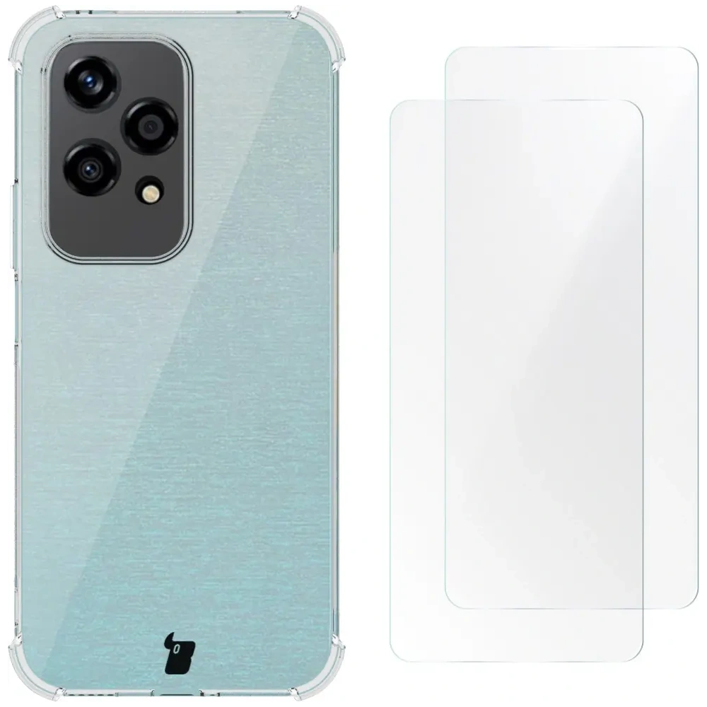 Etui + 2x folia na ekran Bizon Case Clear Pack do Honor 200 Lite przezroczyste