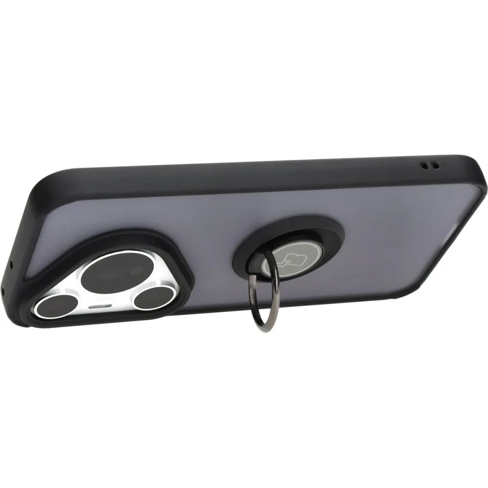 Etui z uchwytem na palec Bizon Case Hybrid Ring do Huawei Pura 70 Pro / Pro+ przydymione z czarną ramką