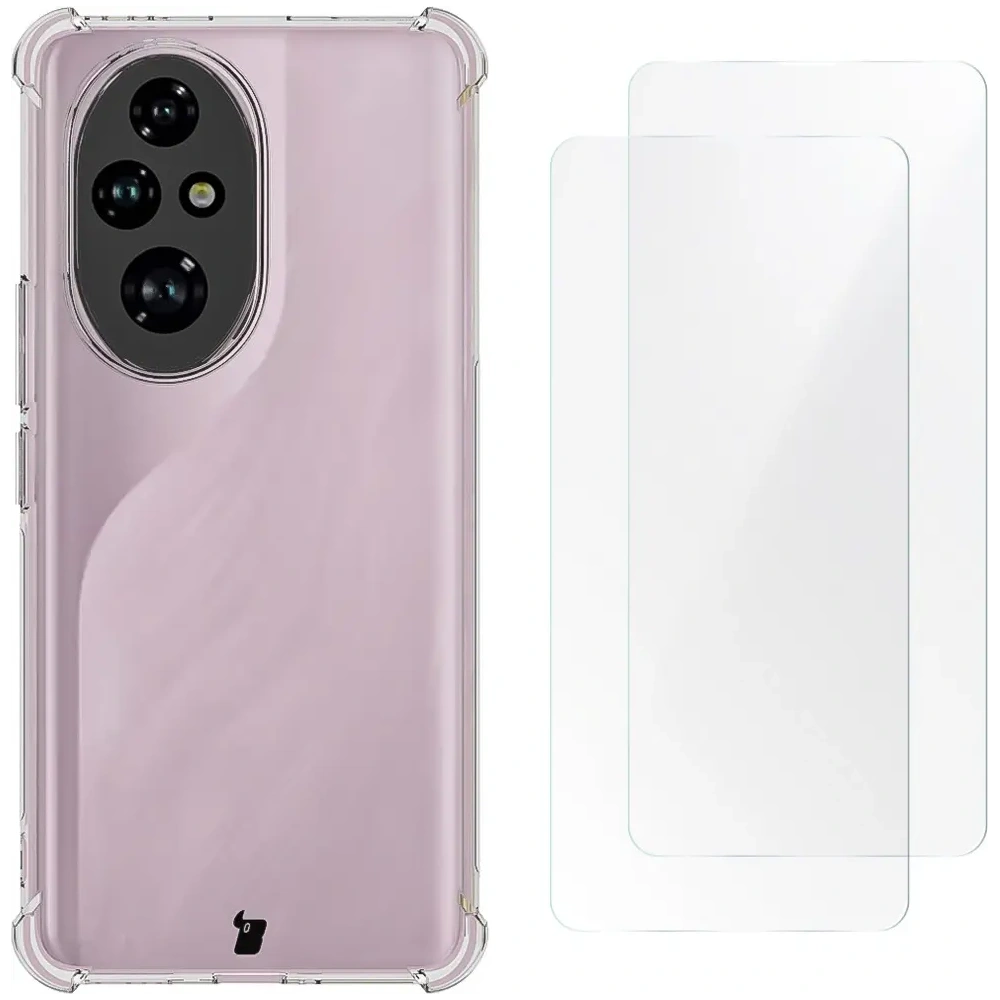 Etui + 2x folia na ekran Bizon Case Clear Pack do Honor 200 Pro przezroczyste