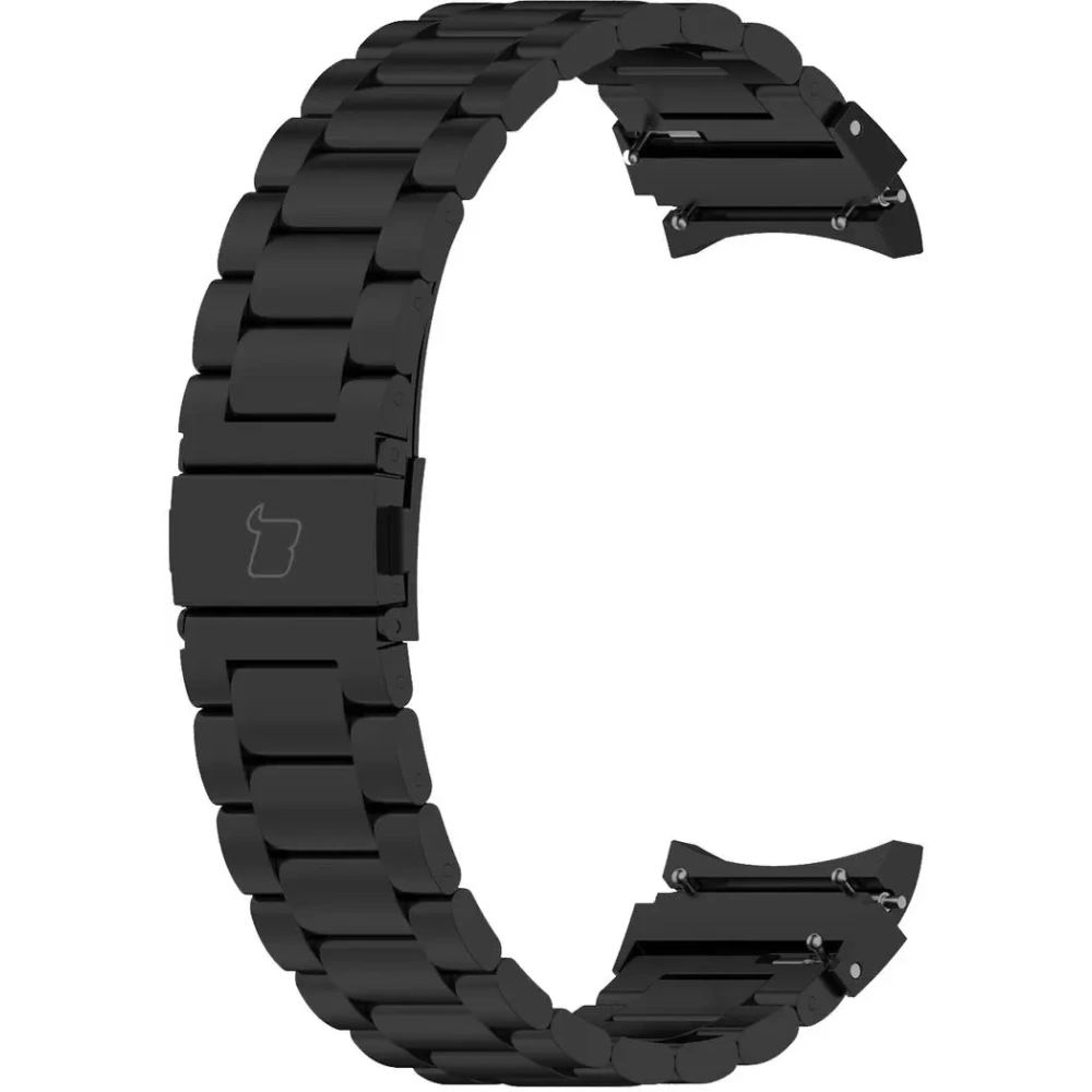 Pasek ze stali nierdzewnej Bizon Strap Watch Aura do Samsung Galaxy Watch FE/7/6/6 Classic/5/5 Pro/4/4 Classic czarny