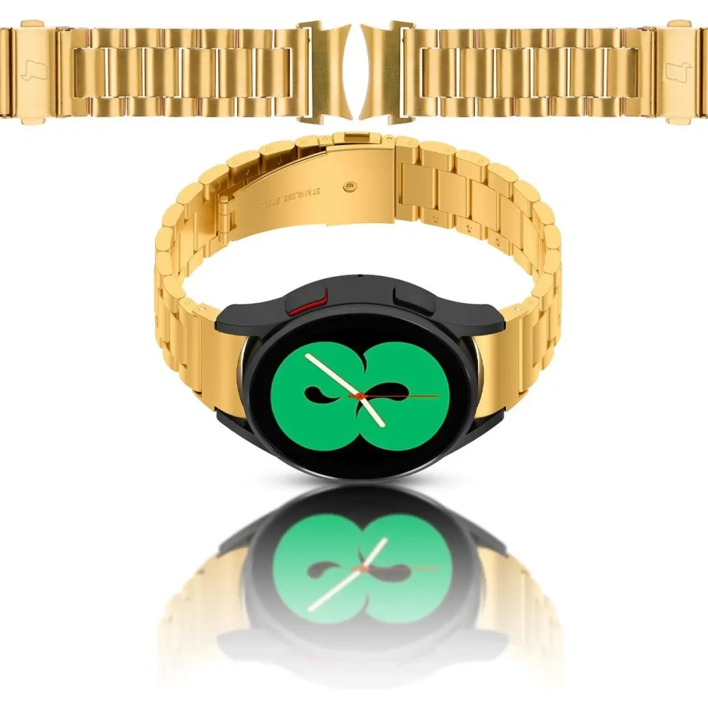 Pasek ze stali nierdzewnej Bizon Strap Watch Aura do Samsung Galaxy Watch FE/7/6/6 Classic/5/5 Pro/4/4 Classic złoty