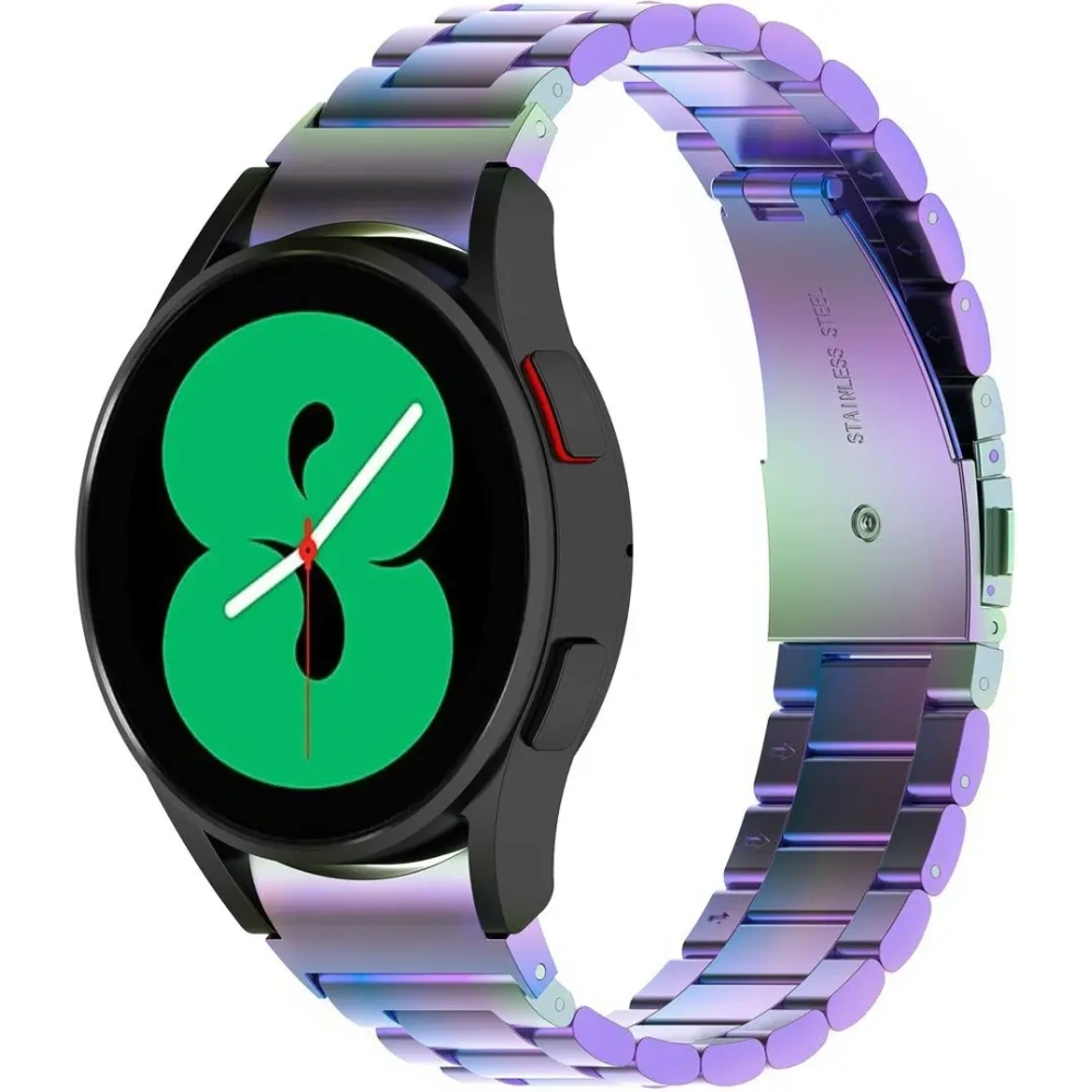 Pasek ze stali nierdzewnej Bizon Strap Watch Aura do Samsung Galaxy Watch FE/7/6/6 Classic/5/5 Pro/4/4 Classic tęczowy