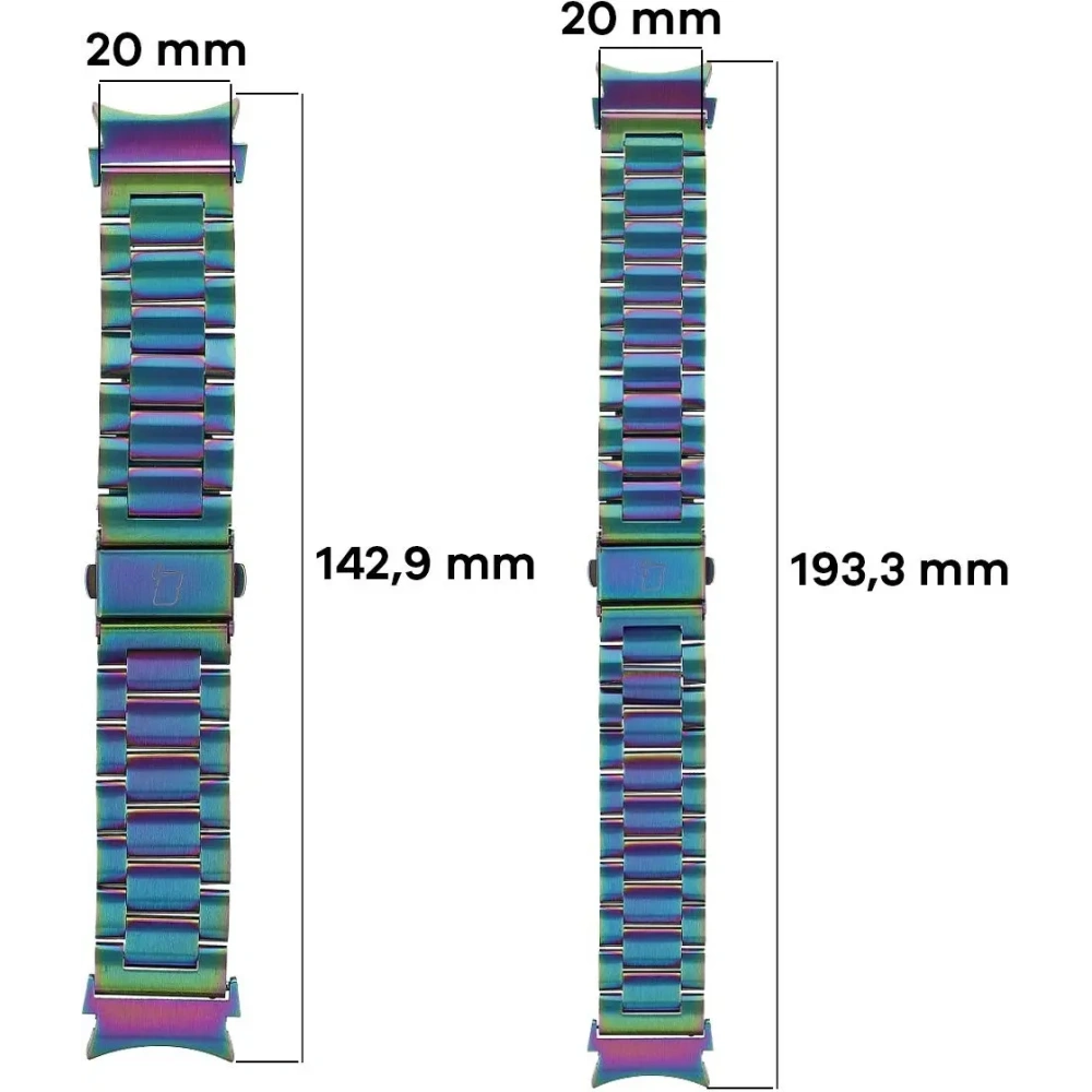 Pasek ze stali nierdzewnej Bizon Strap Watch Aura do Samsung Galaxy Watch FE/7/6/6 Classic/5/5 Pro/4/4 Classic tęczowy