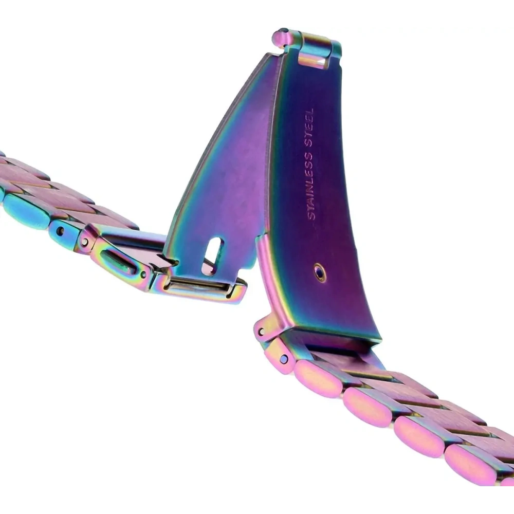 Pasek ze stali nierdzewnej Bizon Strap Watch Aura do Samsung Galaxy Watch FE/7/6/6 Classic/5/5 Pro/4/4 Classic tęczowy