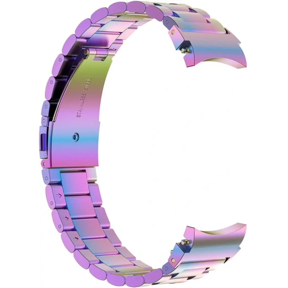 Pasek ze stali nierdzewnej Bizon Strap Watch Aura do Samsung Galaxy Watch FE/7/6/6 Classic/5/5 Pro/4/4 Classic tęczowy