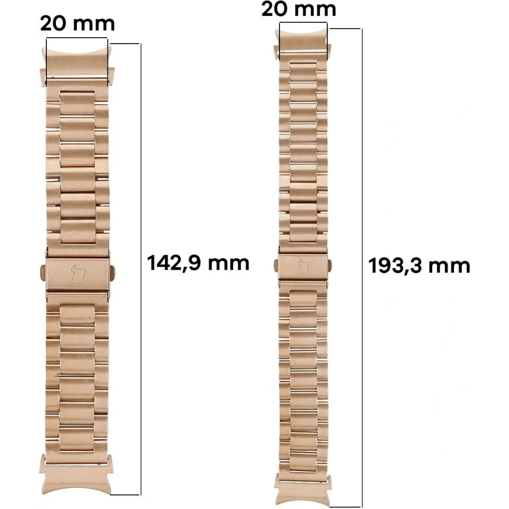 Pasek ze stali nierdzewnej Bizon Strap Watch Aura do Samsung Galaxy Watch FE/7/6/6 Classic/5/5 Pro/4/4 Classic różowozłoty