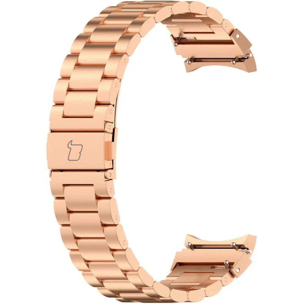 Pasek ze stali nierdzewnej Bizon Strap Watch Aura do Samsung Galaxy Watch FE/7/6/6 Classic/5/5 Pro/4/4 Classic różowozłoty