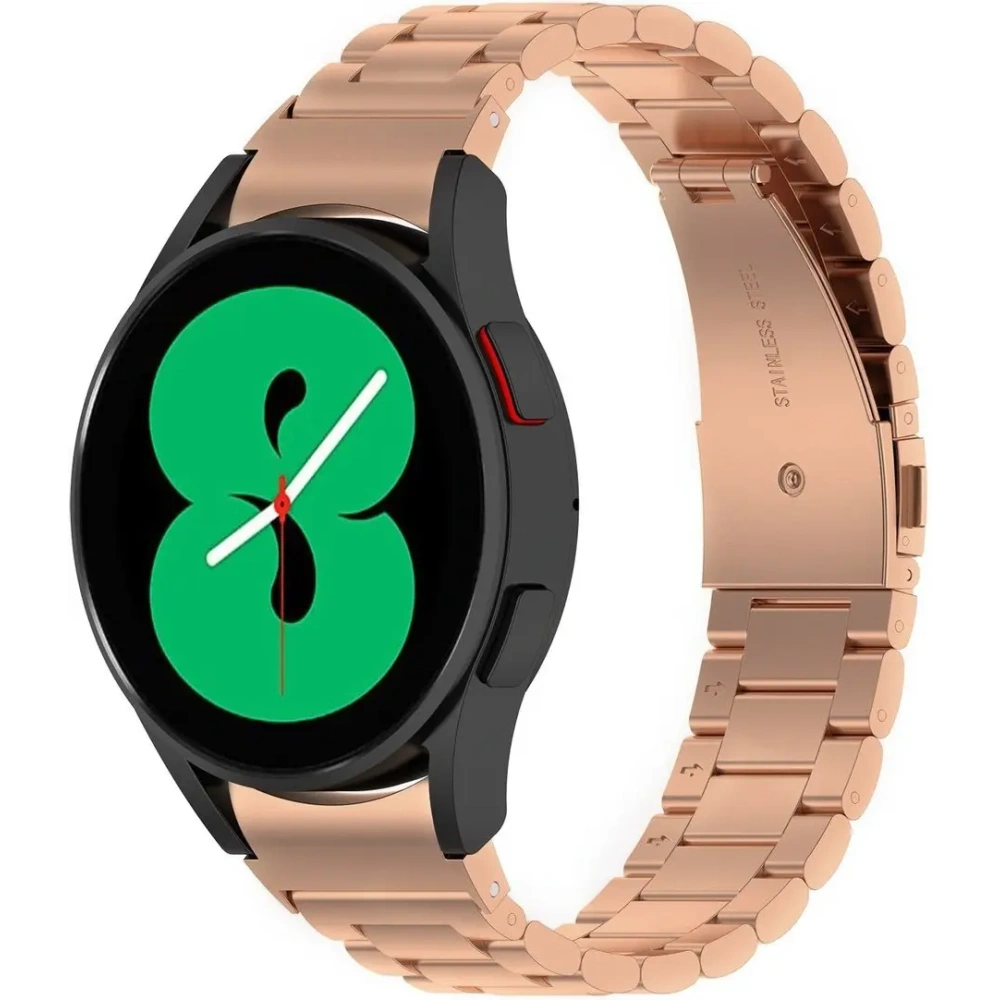 Pasek ze stali nierdzewnej Bizon Strap Watch Aura do Samsung Galaxy Watch FE/7/6/6 Classic/5/5 Pro/4/4 Classic różowozłoty