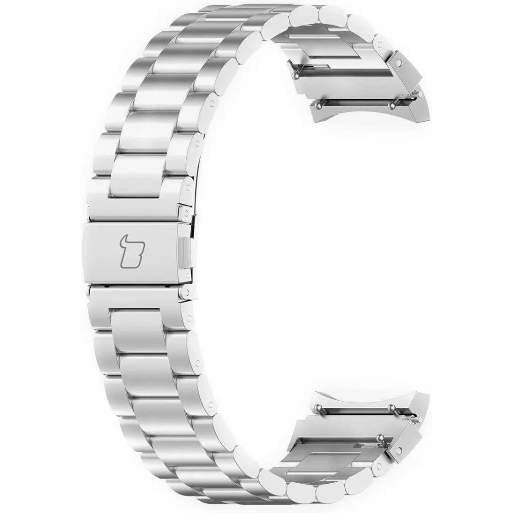 Pasek ze stali nierdzewnej Bizon Strap Watch Aura do Samsung Galaxy Watch FE/7/6/6 Classic/5/5 Pro/4/4 Classic srebrny