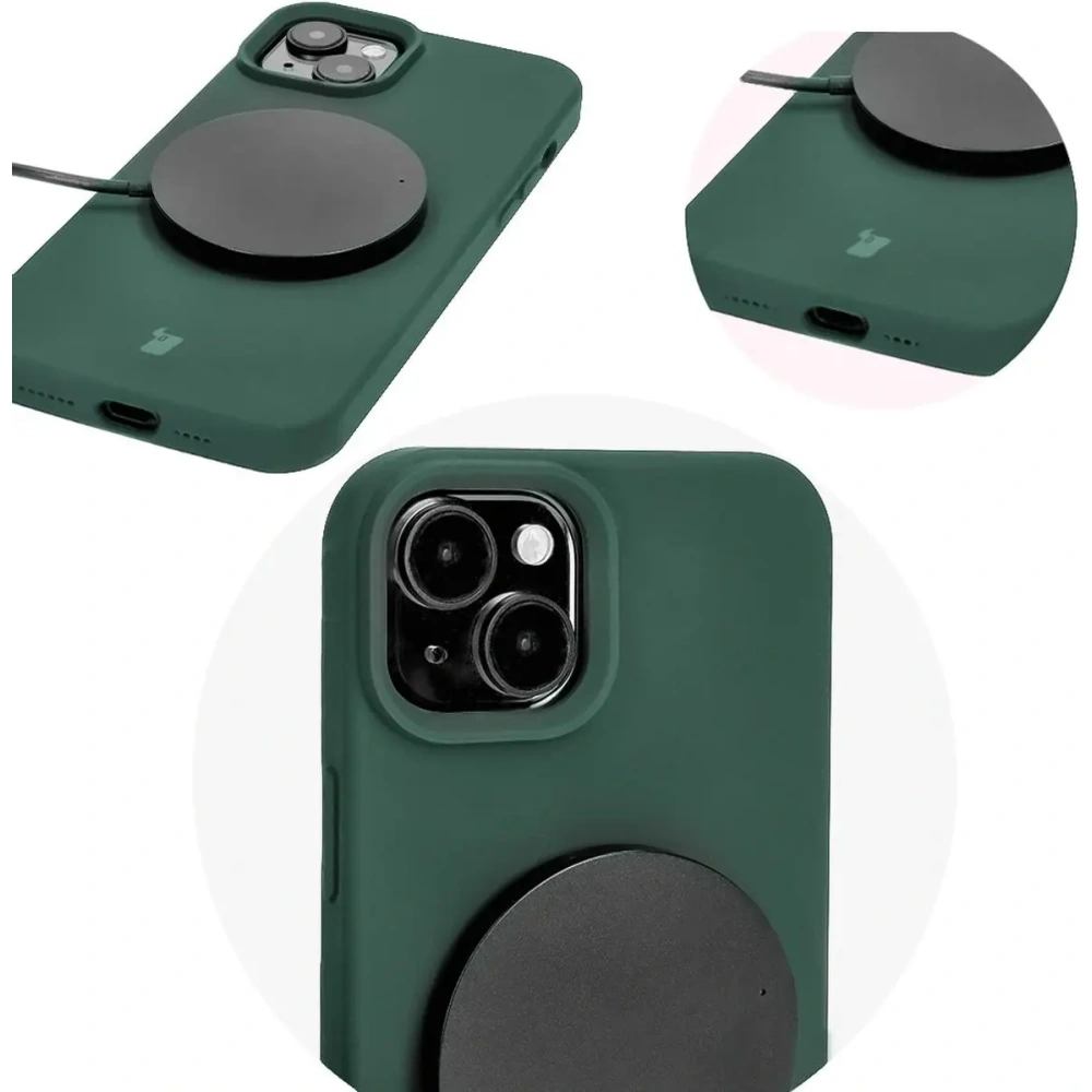 Silikonowe etui Bizon Soft Case do Apple iPhone 15 Plus ciemnozielone