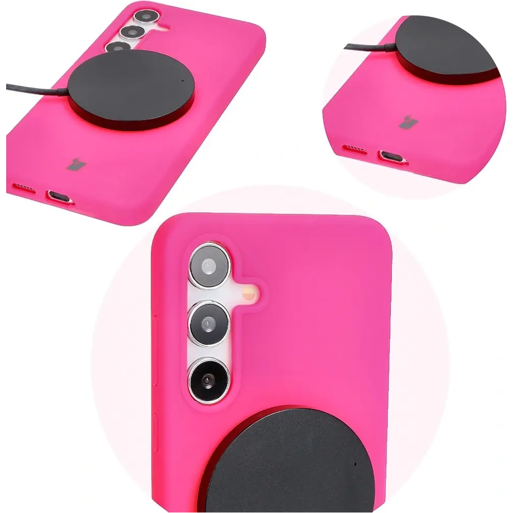 Silikonowe etui Bizon Soft Case do Samsung Galaxy S24 Plus neonowo-różowe