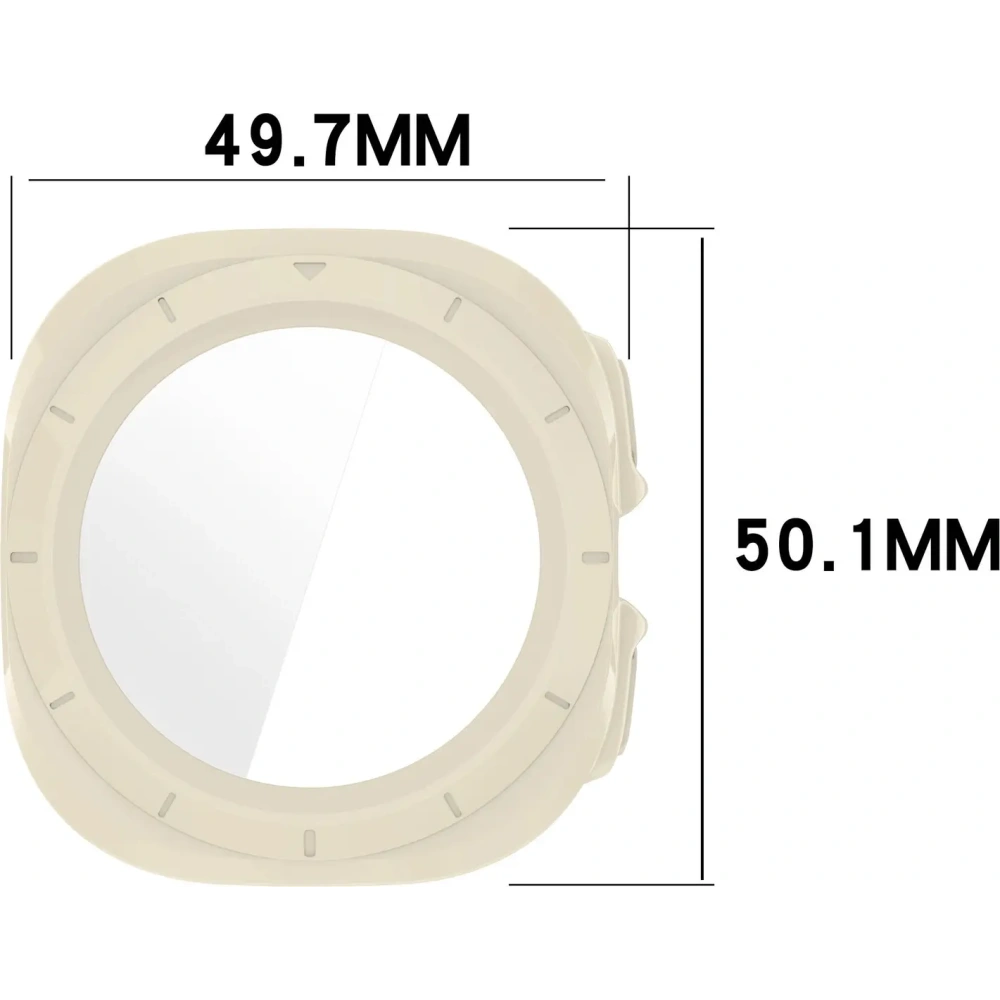 Etui ze szkłem do zegarka Bizon Case+Glass Watch do Samsung Galaxy Watch Ultra 47 mm beżowe