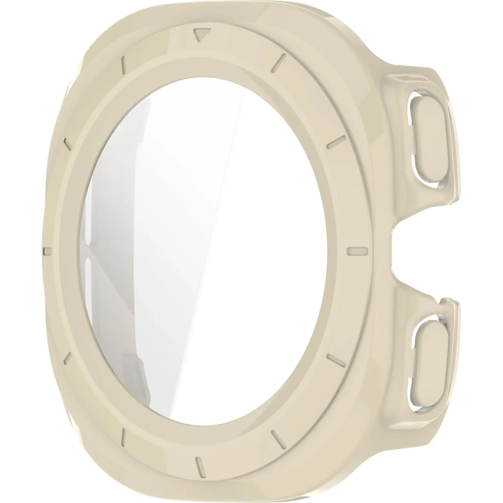 Etui ze szkłem do zegarka Bizon Case+Glass Watch do Samsung Galaxy Watch Ultra 47 mm beżowe