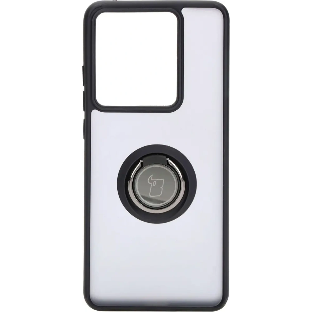 Etui z uchwytem na palec Bizon Case Hybrid Ring do Motorola Edge 50 Pro przydymione z czarną ramką