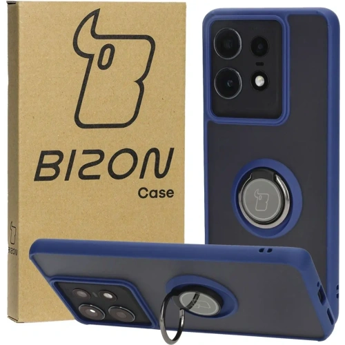 Kup Etui z uchwytem na palec Bizon Case Hybrid Ring do Motorola Edge 50 Pro przydymione z granatową ramką - BIZ5832 - {ean13} - Sklep Home Screen
