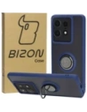 Caz Bizon Hybrid Ring Motorola Edge 50 Pro fumuriu cu un cadru albastru marin