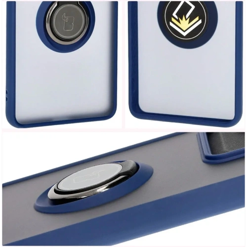Kup Etui z uchwytem na palec Bizon Case Hybrid Ring do Motorola Edge 50 Pro przydymione z granatową ramką - BIZ5832 - {ean13} - Sklep Home Screen