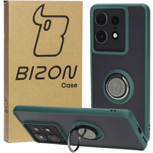 Kup Etui z uchwytem na palec Bizon Case Hybrid Ring do Motorola Edge 50 Pro przydymione z ciemnozieloną ramką - BIZ5833 - {ean13} - Sklep Home Screen