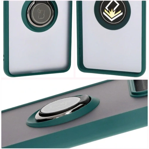 Kup Bizon Case Hybrid Ring Motorola Edge 50 Pro fumuriu cu un cadru verde închis - BIZ5833 - {ean13} - Sklep Home Screen